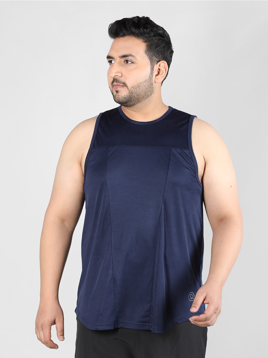 

CHKOKKO Plus Size Round Neck Gym Innerwear Vest, Navy blue