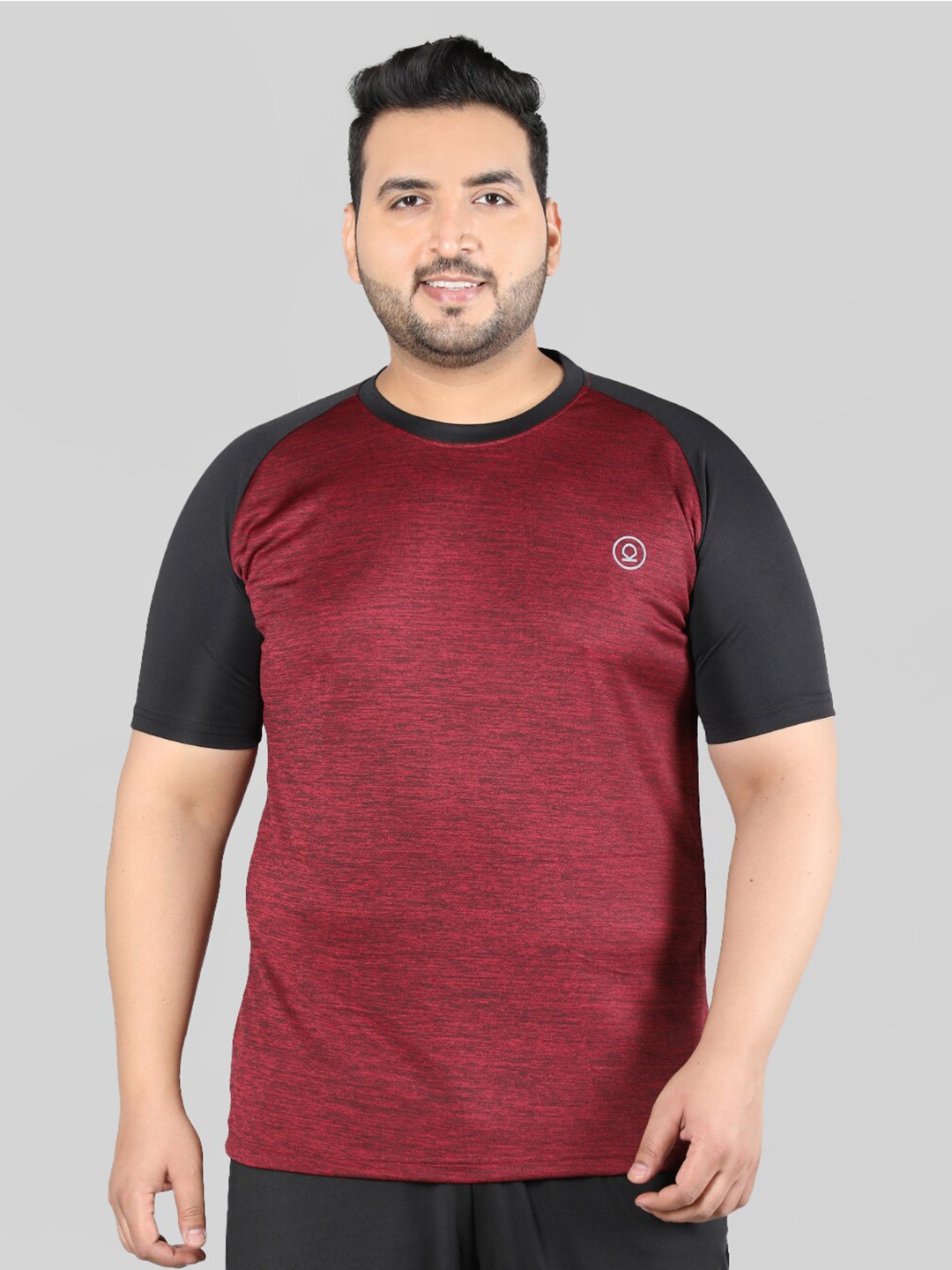 

CHKOKKO Plus Size Round Neck Sports T-shirt, Maroon