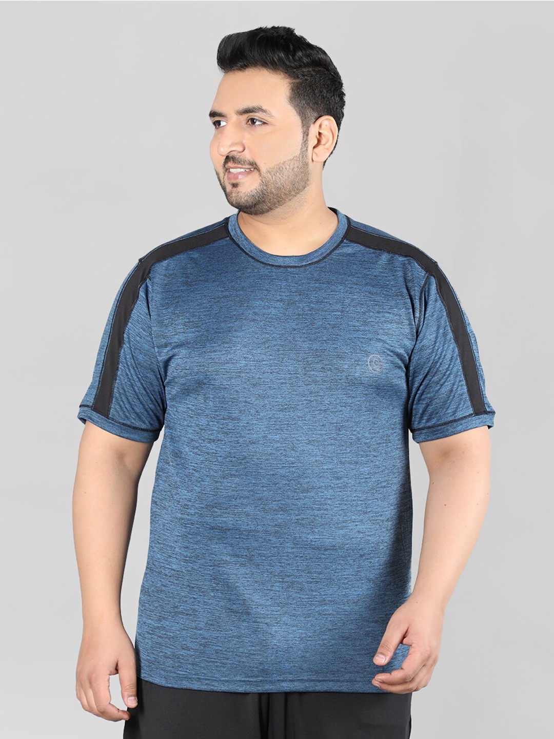

CHKOKKO Plus Size Round Neck Sports T-shirt, Blue