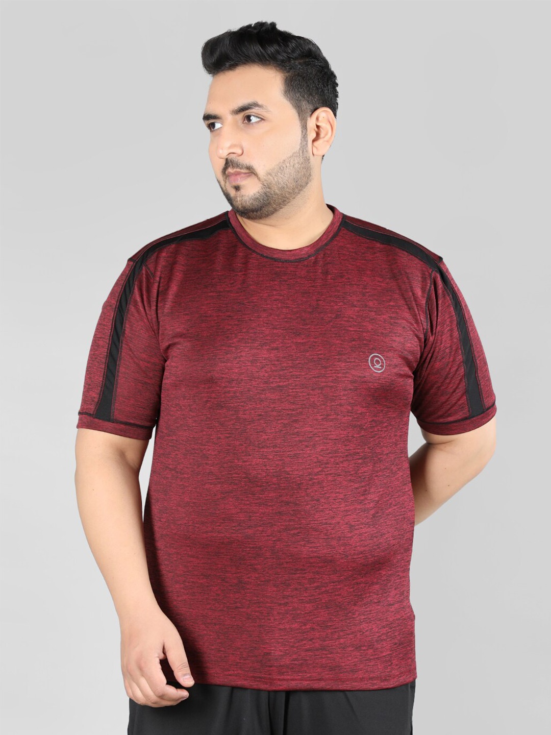 

CHKOKKO Plus Size Round Neck Sports T-shirt, Maroon