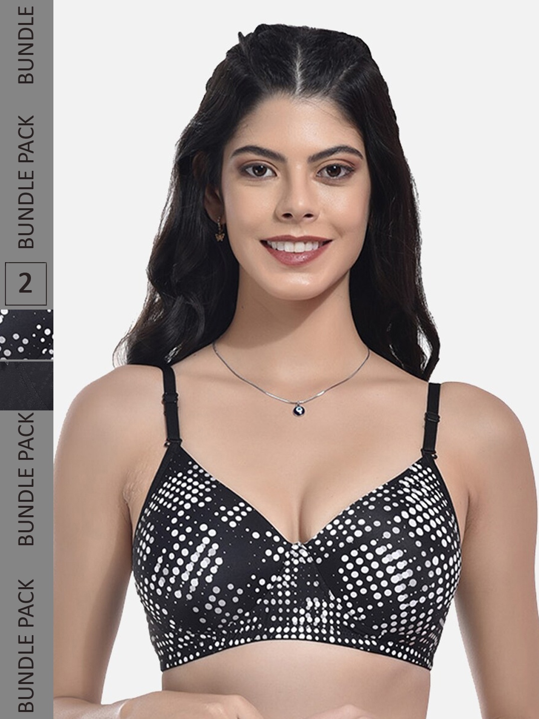 

StyFun Pack Of 2 Full Coverage Lightly Padded All Day Comfort Bra, Black