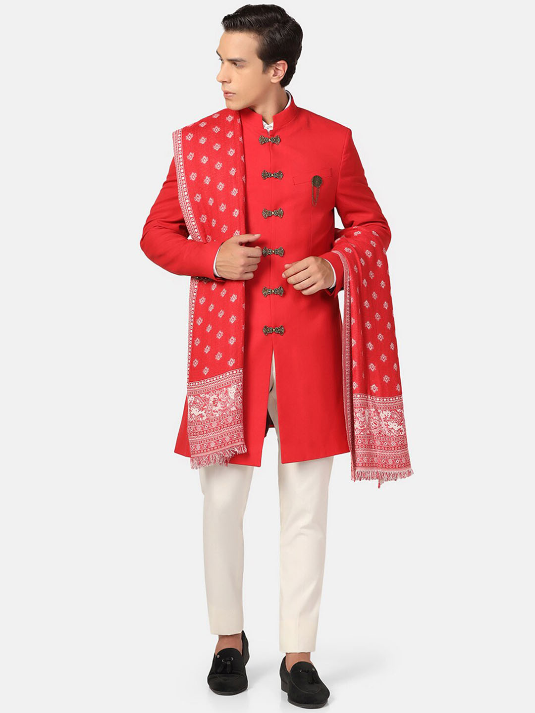 

Blackberrys Kurta With Trousers & Shawl, Red