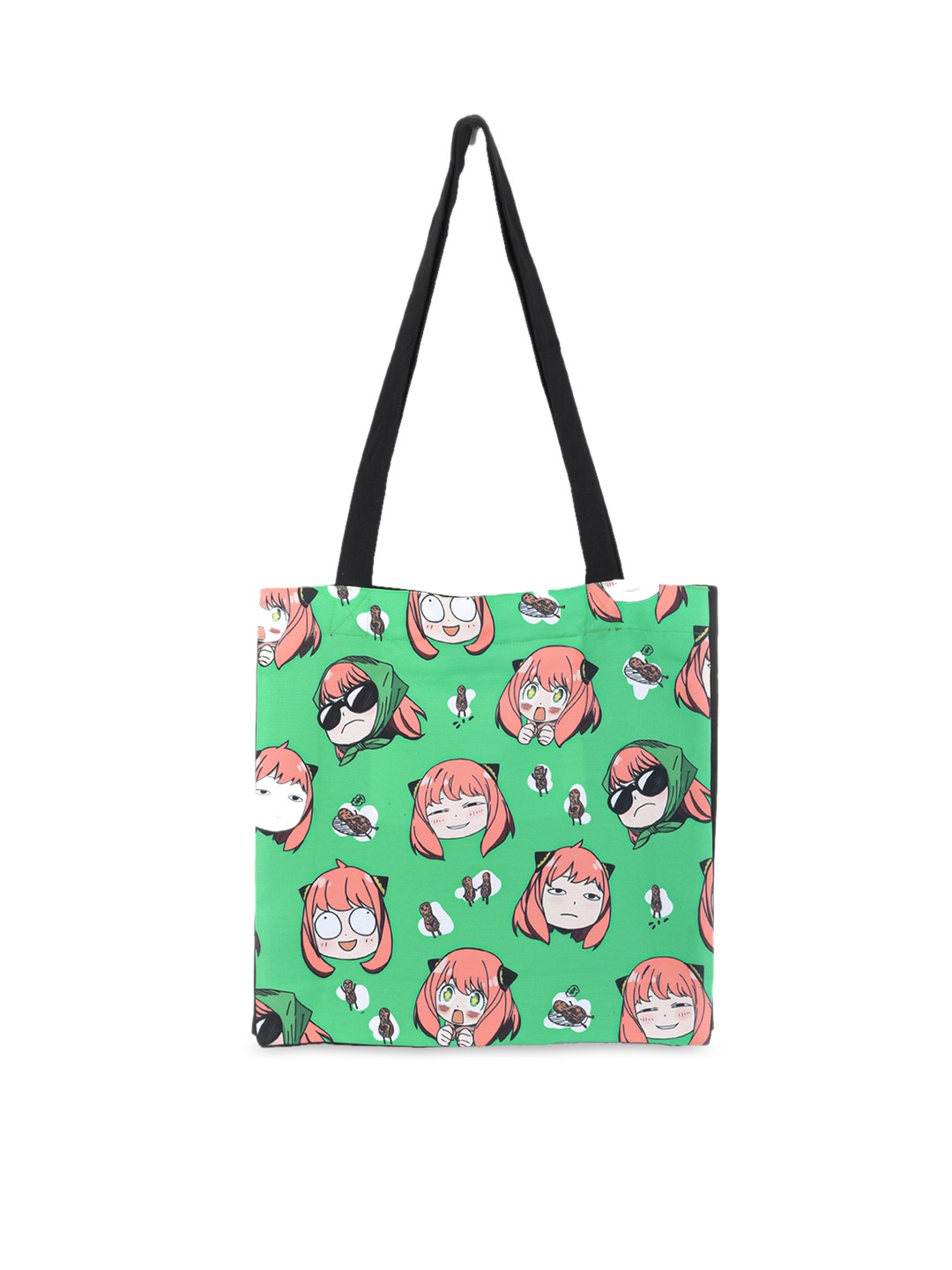 

COMICSENSE Spy X Family Anime Printed Anya Face Shopper Tote Bag, Green