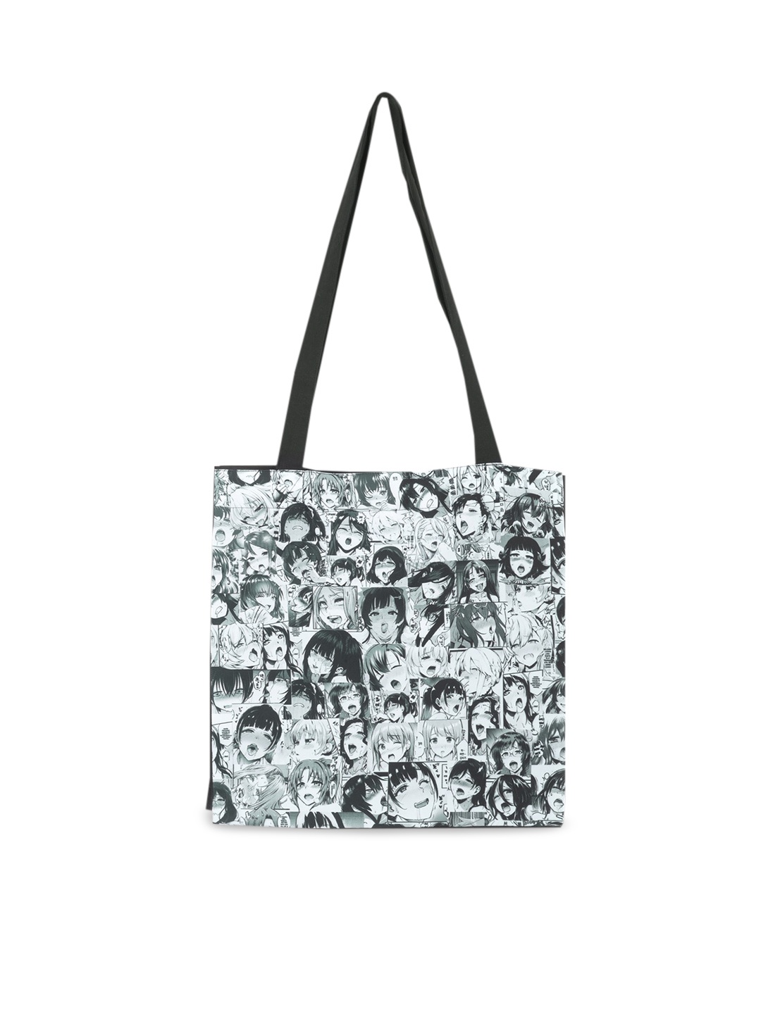 

COMICSENSE Ahegao Anime Printed Shopper Tote Bag, Black