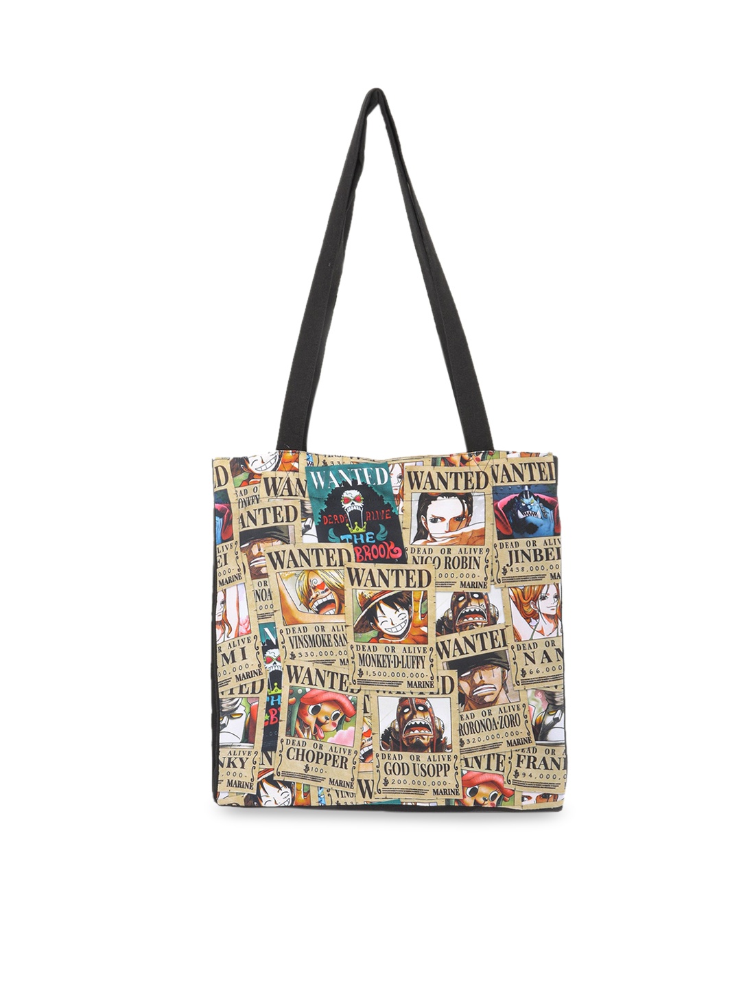 

COMICSENSE One Piece Anime Printed Wanted Pirates Shopper Tote Bag, Beige