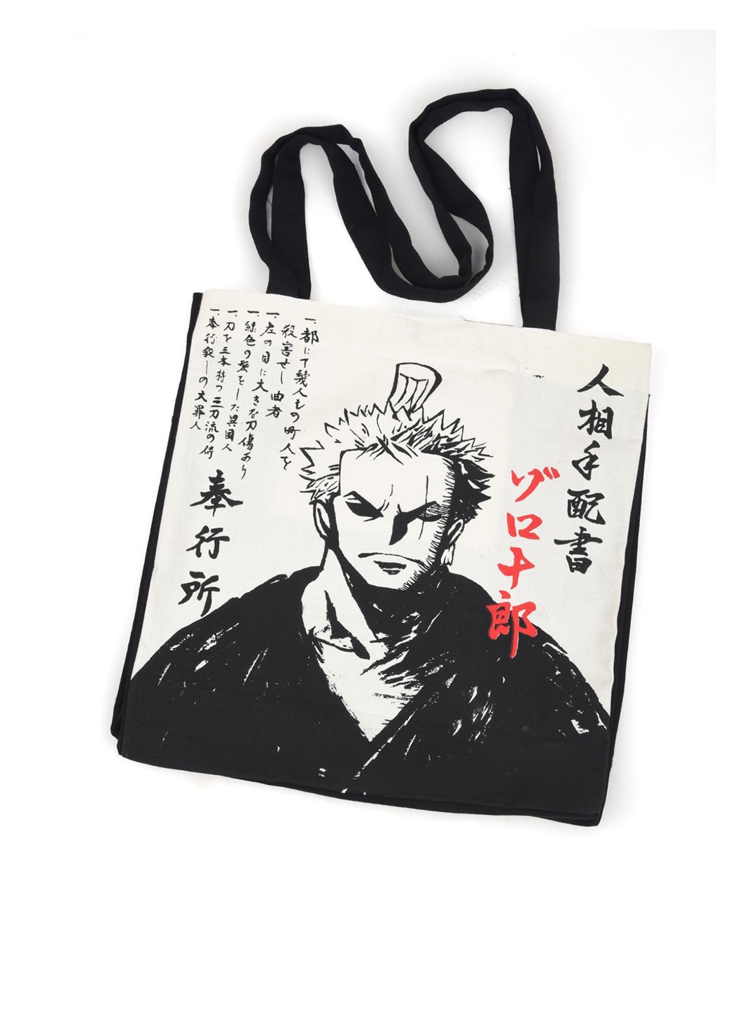 

COMICSENSE One Piece Anime Printed Wanted Zoro Shopper Tote Bag, White