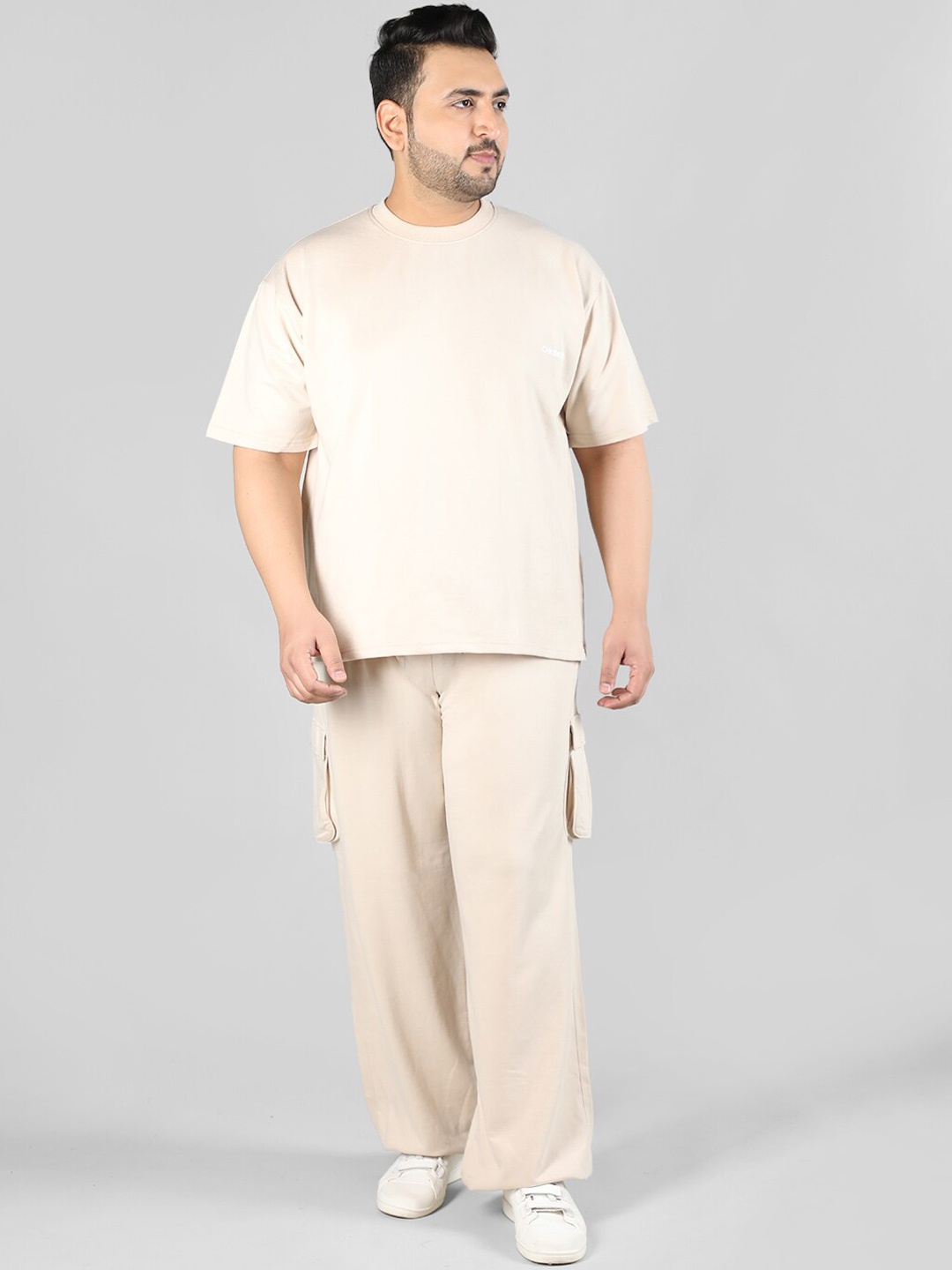 

CHKOKKO T-Shirt With Track Pant Set, Beige