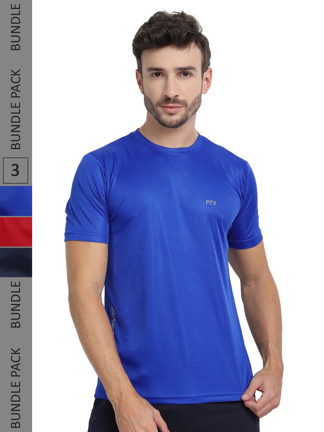 

FTX Pack of 3 Round Neck T-shirts, Blue