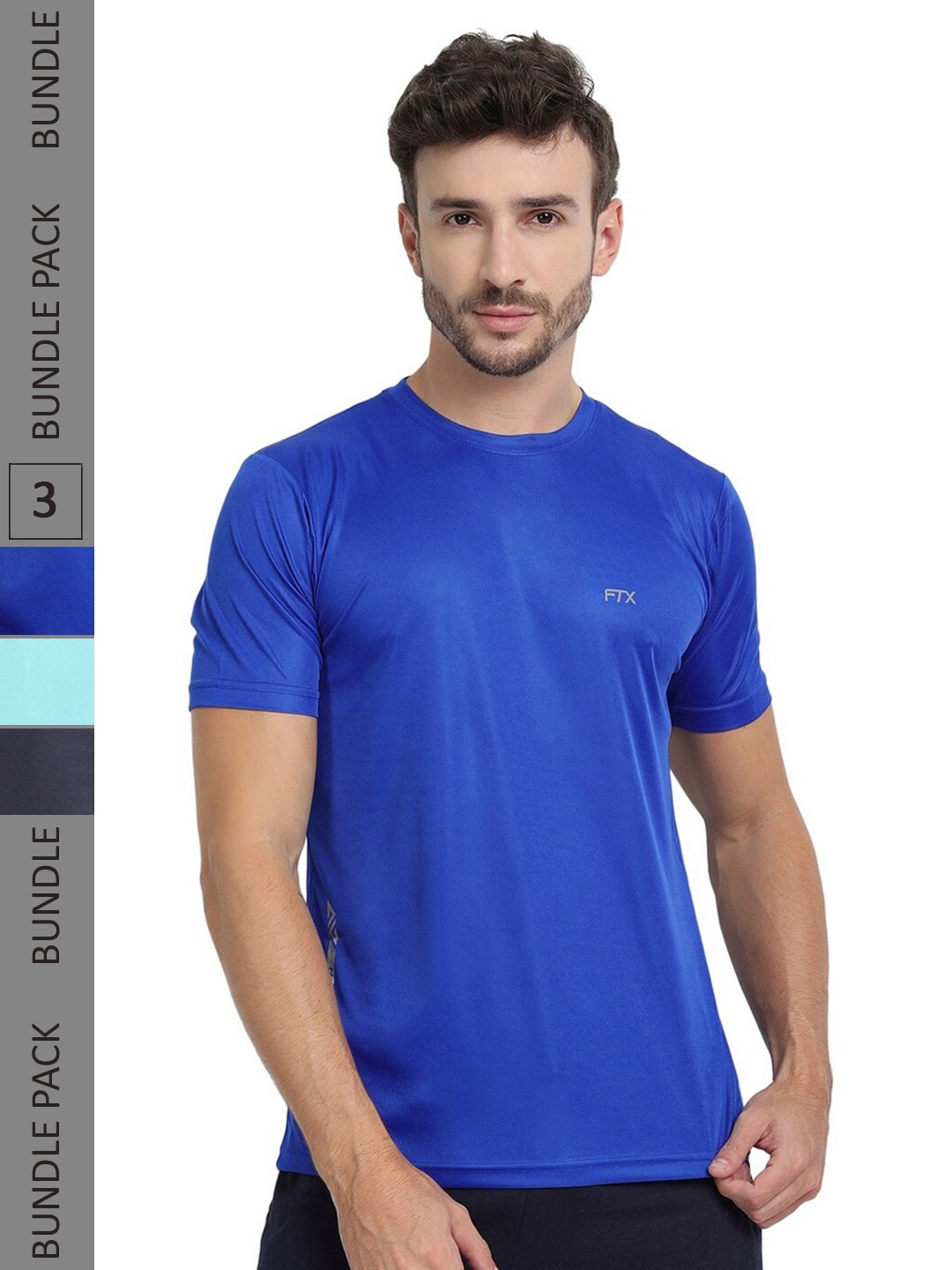 

FTX Pack of 3 Round Neck T-shirts, Blue