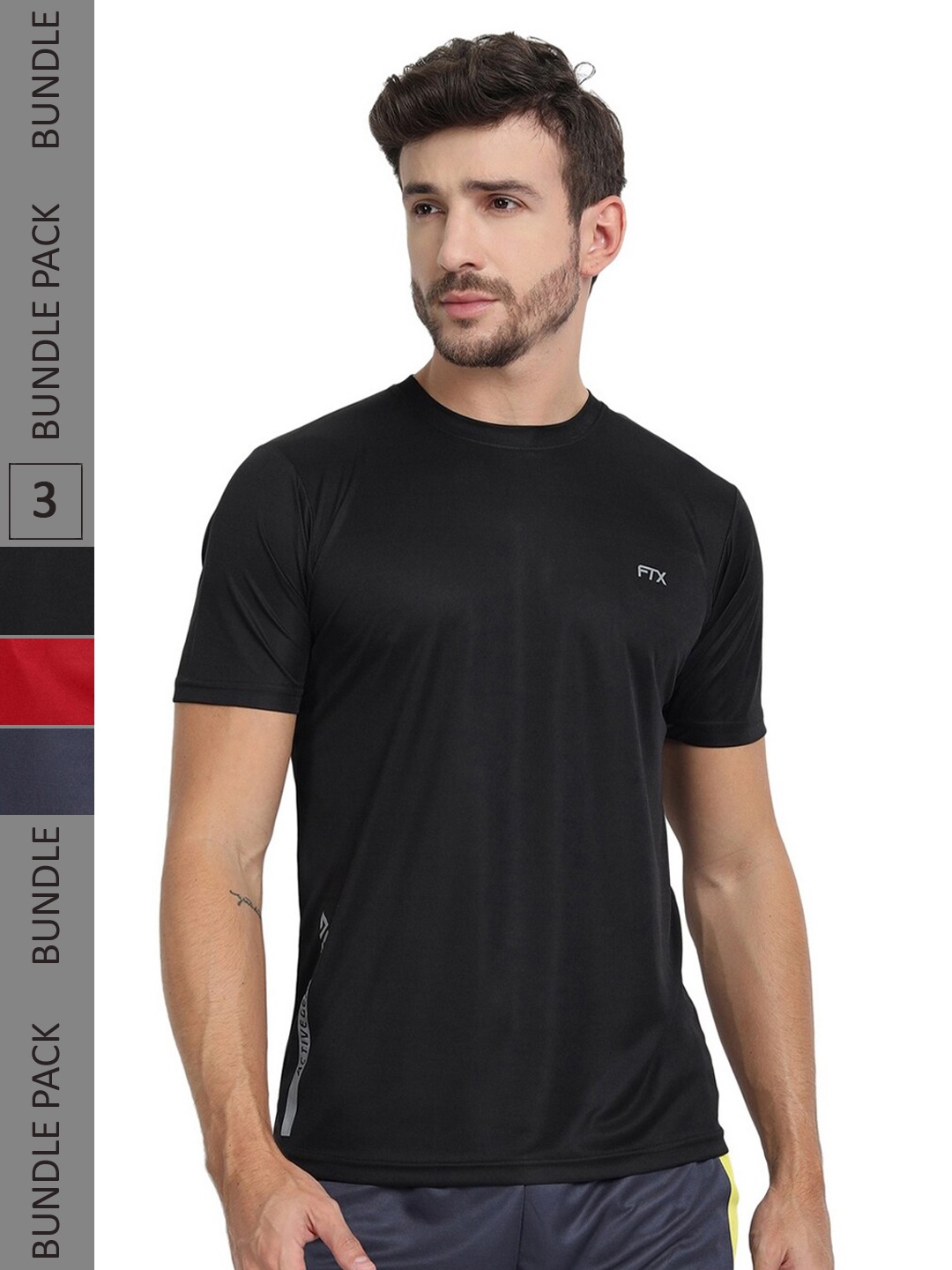 

FTX Pack Of 3 Regular Fit T-shirt, Black