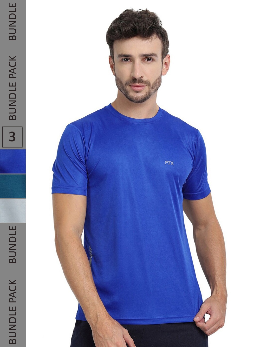

FTX Pack Of 3 Round Neck Casual T-shirt, Blue