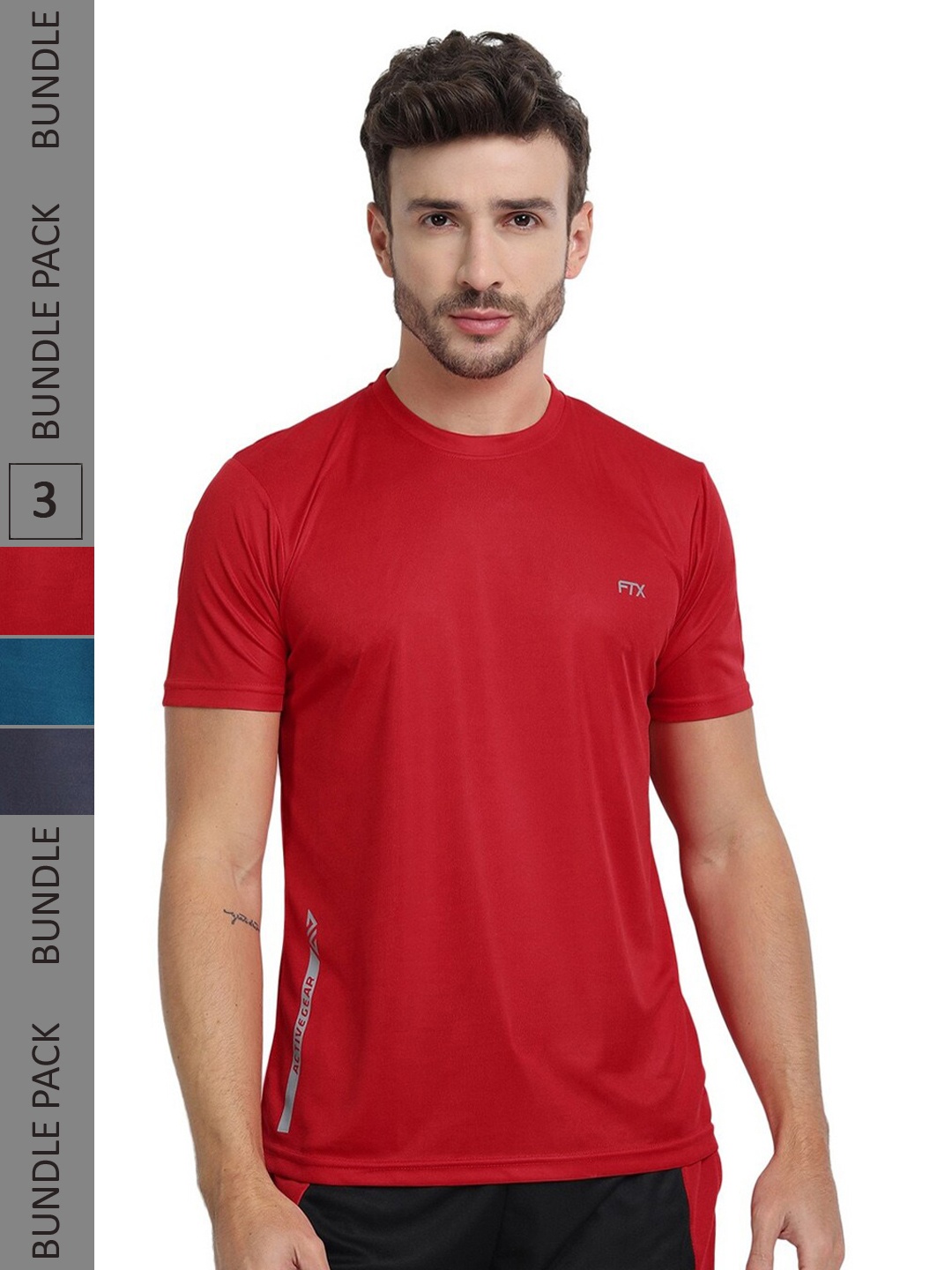 

FTX Pack of 3 Round Neck T-shirts, Red