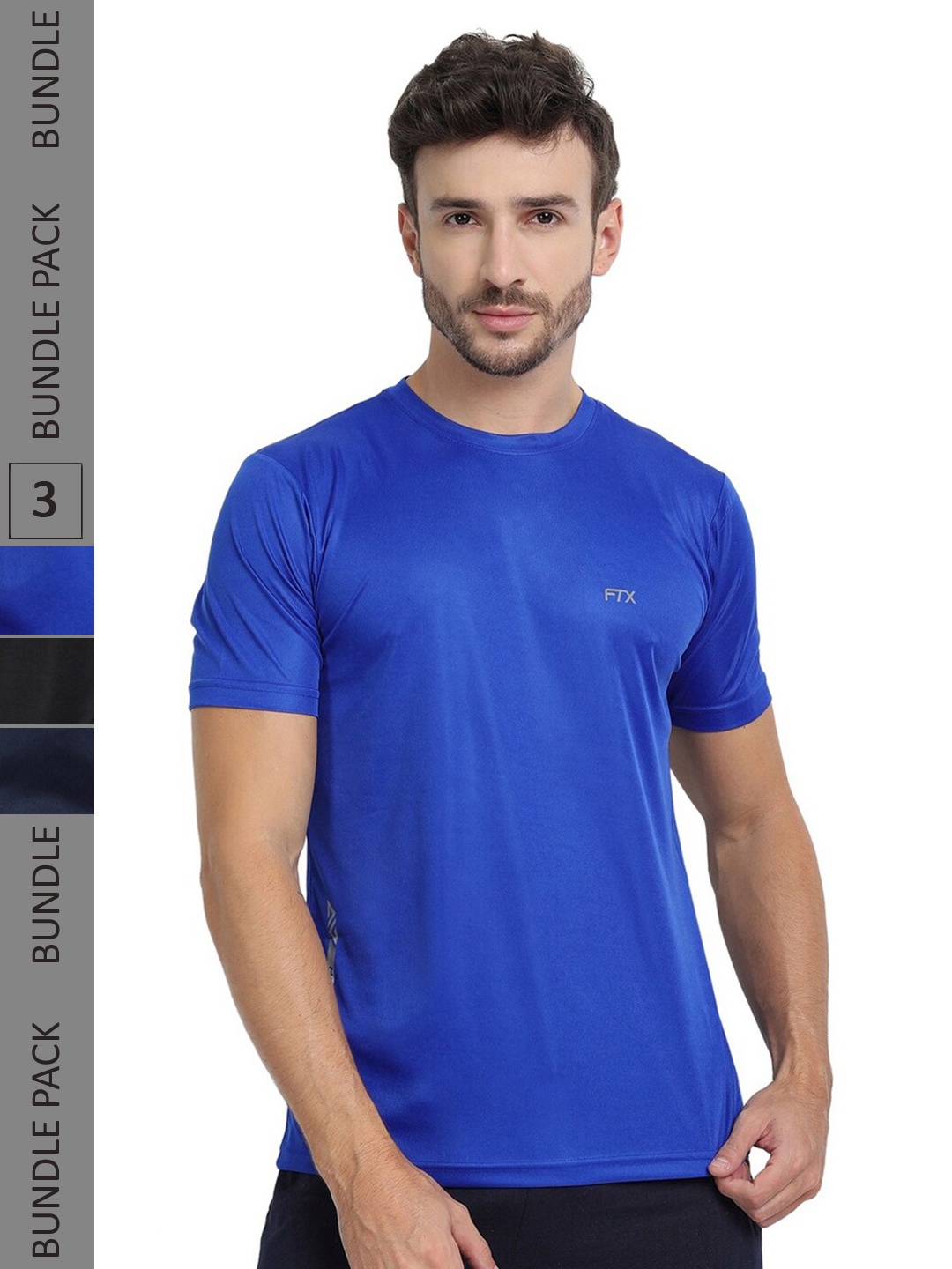 

FTX Pack Of 3 Round Neck Casual T-shirt, Blue