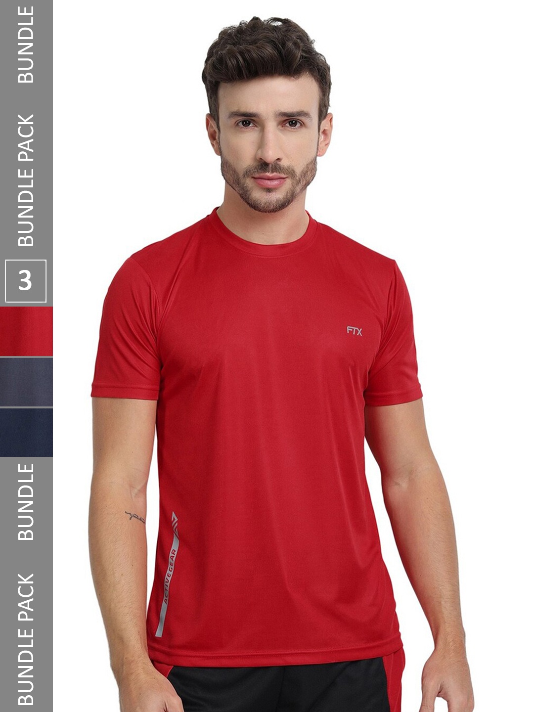 

FTX Pack of 3 Round Neck T-shirts, Red