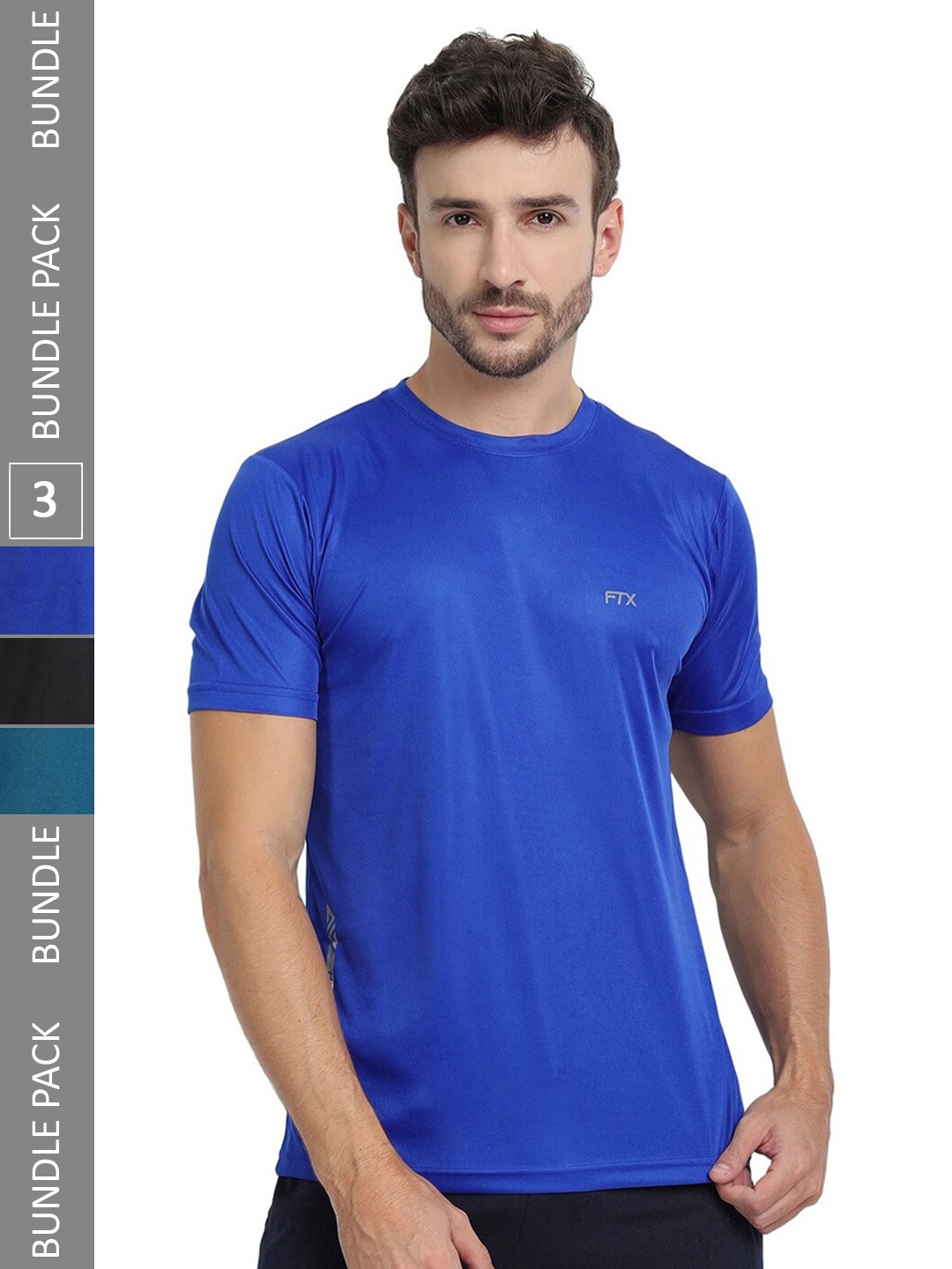 

FTX Pack Of 3 Round Neck Casual T-shirt, Blue