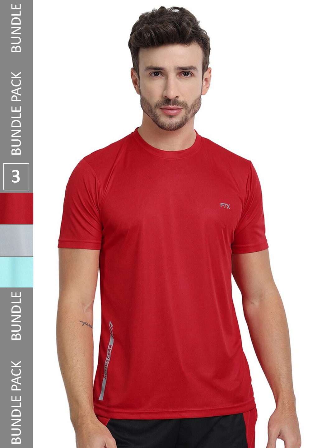 

FTX Pack Of 3 Round Neck Casual T-shirt, Red