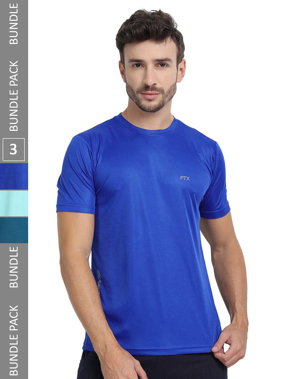 

FTX Pack of 3 Round Neck T-shirts, Blue