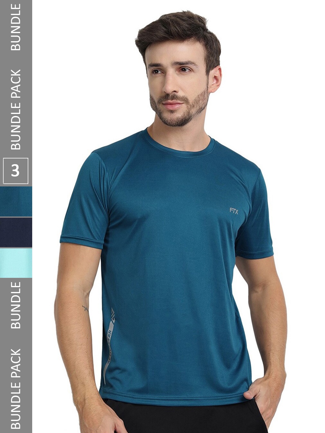 

FTX Pack of 3 Round Neck T-shirts, Teal