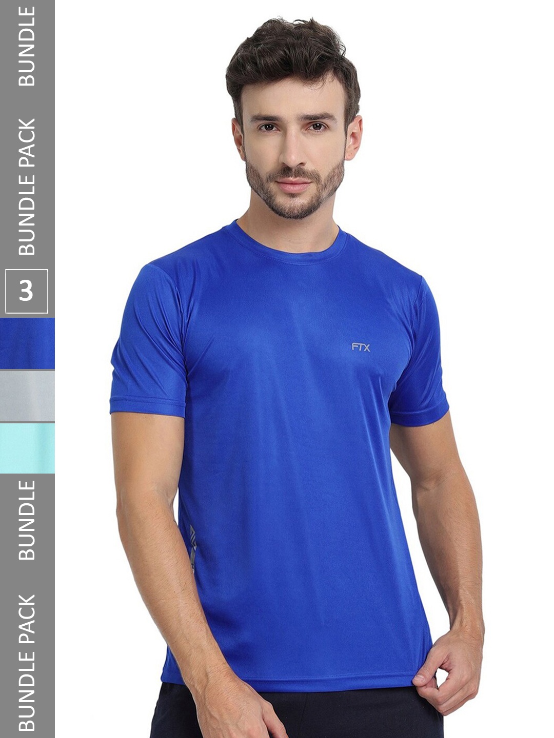 

FTX Pack of 3 Round Neck T-shirts, Blue
