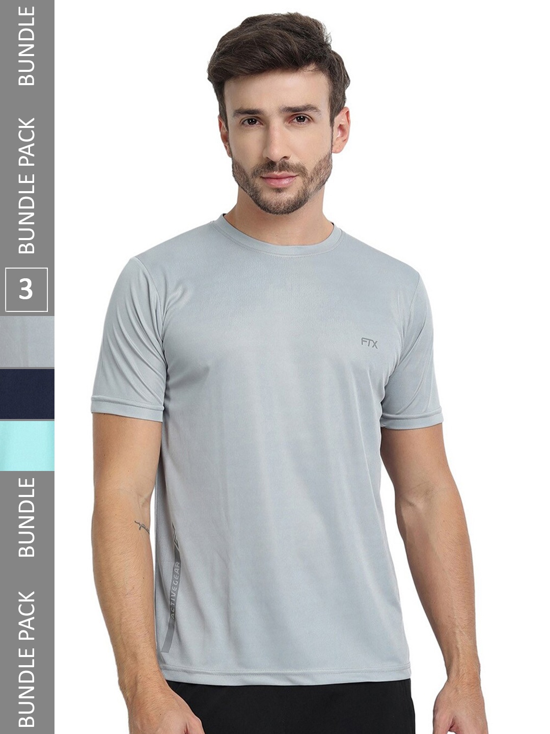 

FTX Pack Of 3 Round Neck Regular T-shirt, Grey