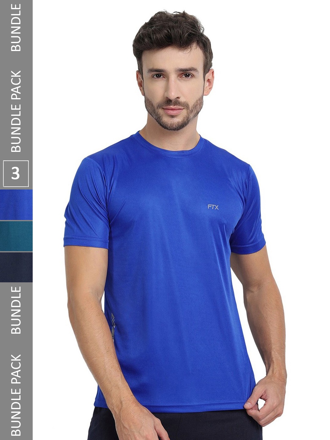 

FTX Pack of 3 Round Neck T-shirts, Blue