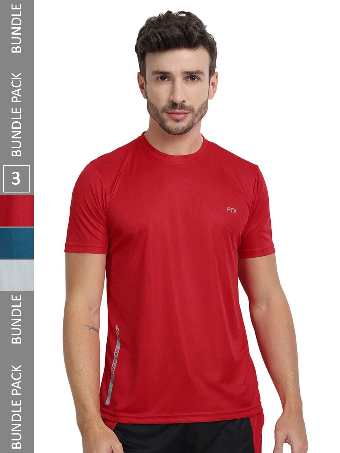 

FTX Pack Of 3 Round Neck Regular T-shirt, Red