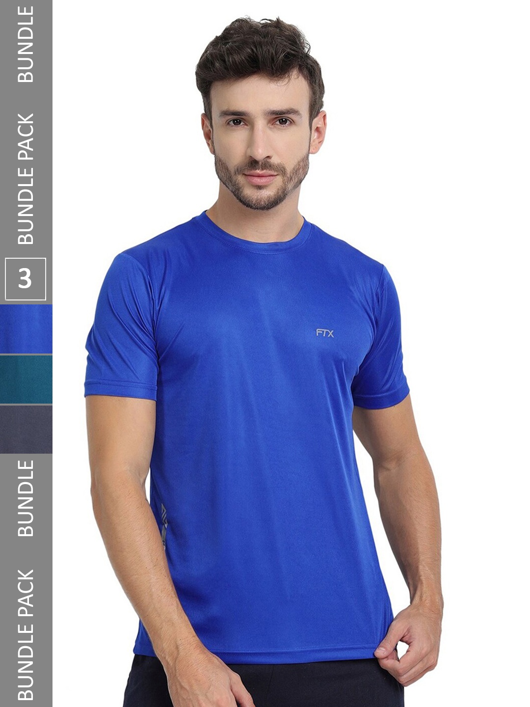 

FTX Pack Of 3 Round Neck Regular T-shirt, Blue