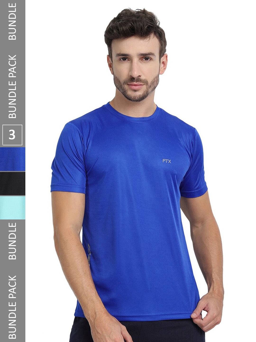

FTX Pack Of 3 Round Neck Regular T-shirt, Blue