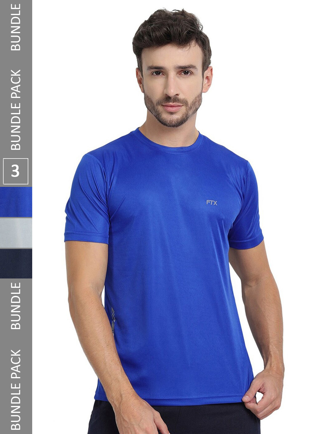 

FTX Pack of 3 Round Neck T-shirts, Blue