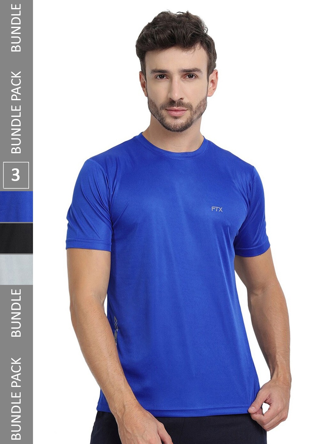 

FTX Pack Of 3 Round Neck Regular T-shirt, Blue