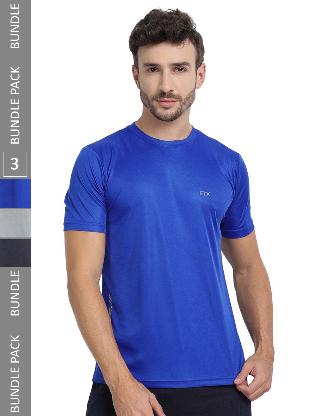 

FTX Pack Of 3 Round Neck Regular T-shirt, Blue