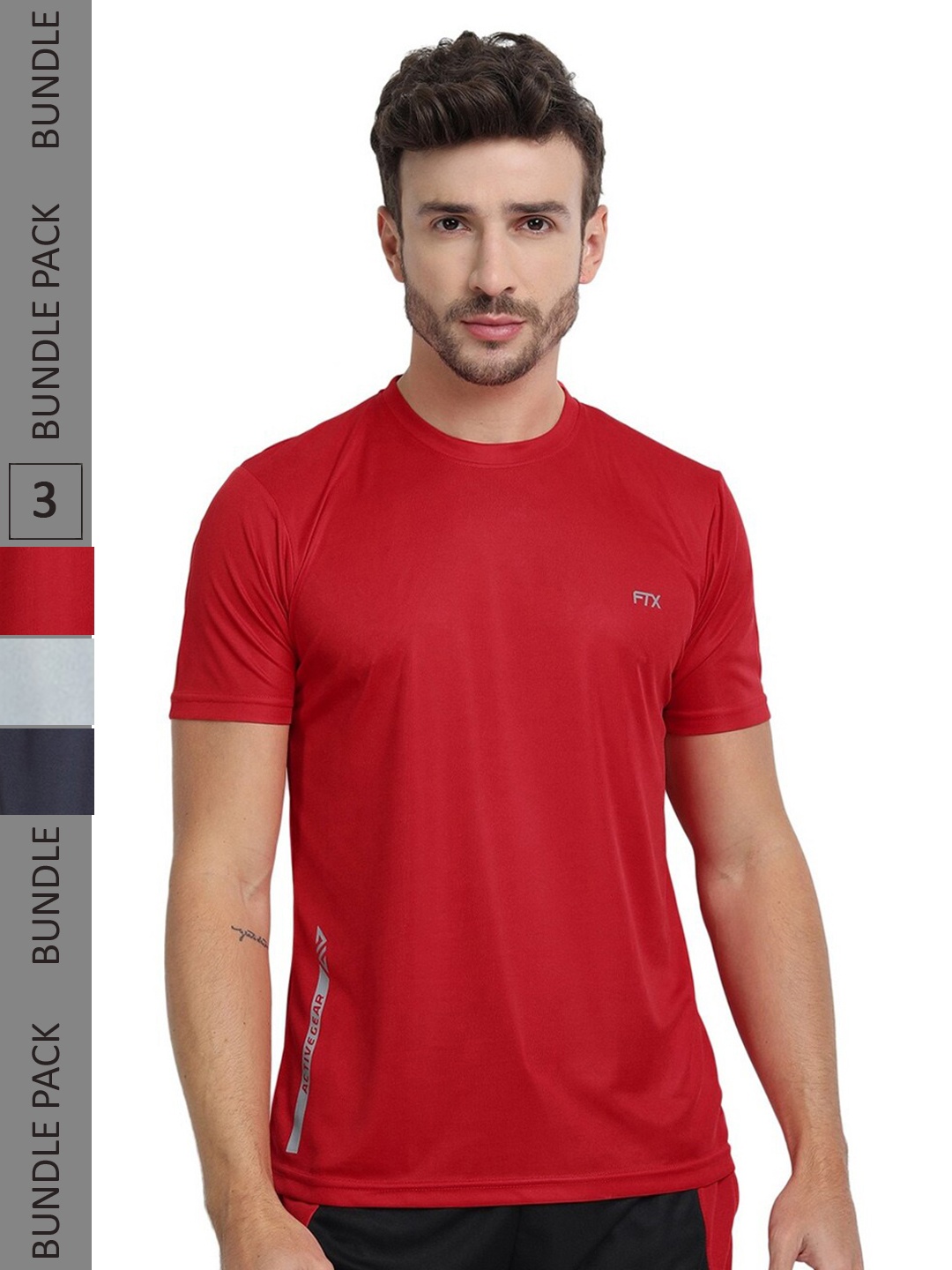 

FTX Pack Of 3 Regular Fit Casual T-Shirt, Red