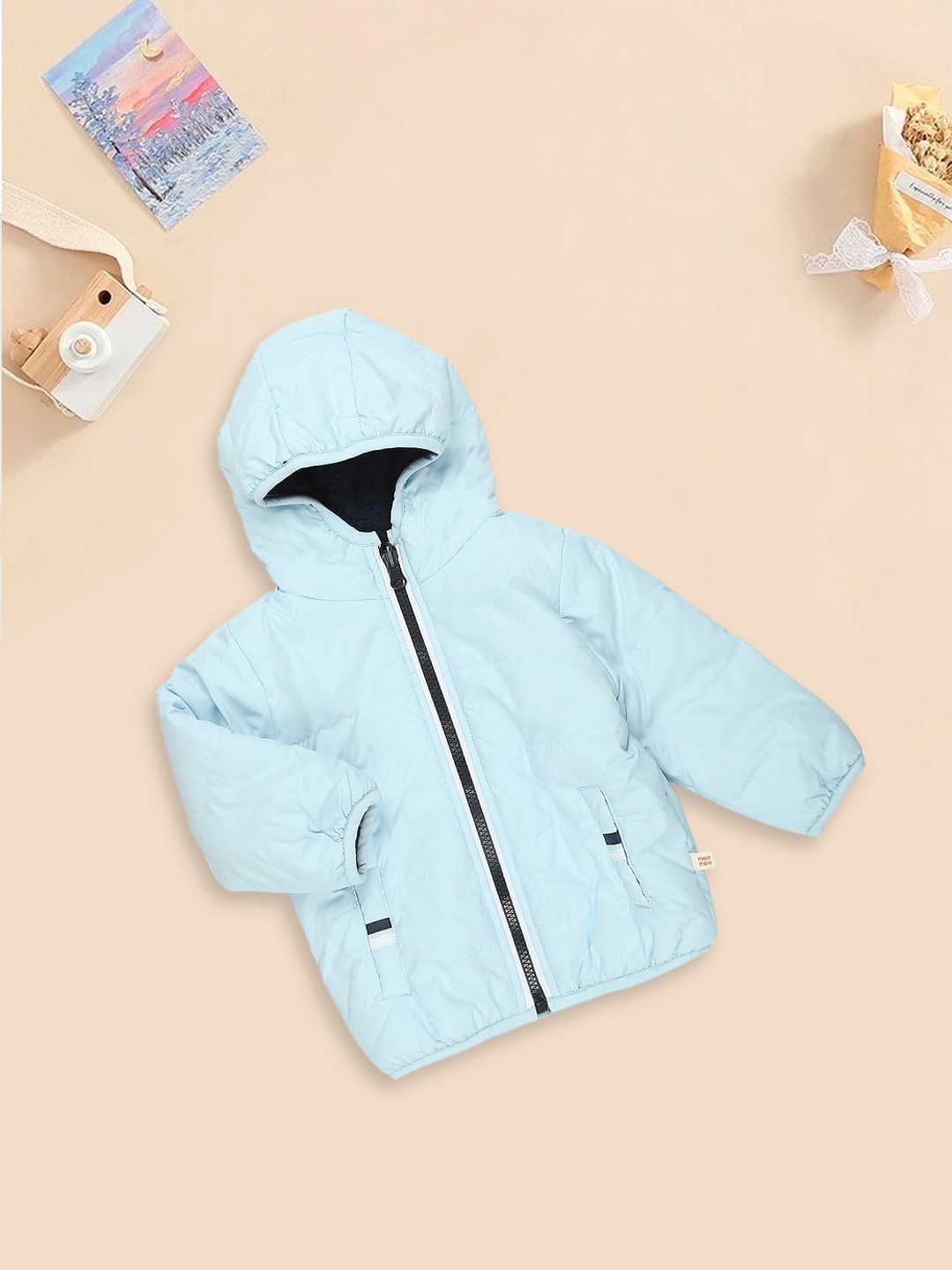

MeeMee Boys Hooded Reversible Padded Jacket, Blue