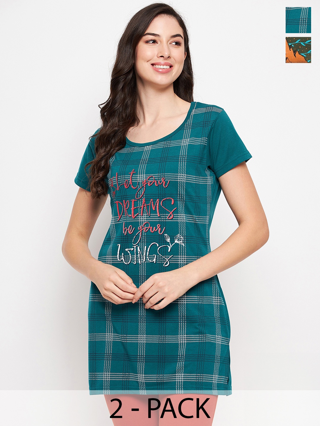 

VERO AMORE Pack Of 2 Printed Cotton T-shirt, Olive