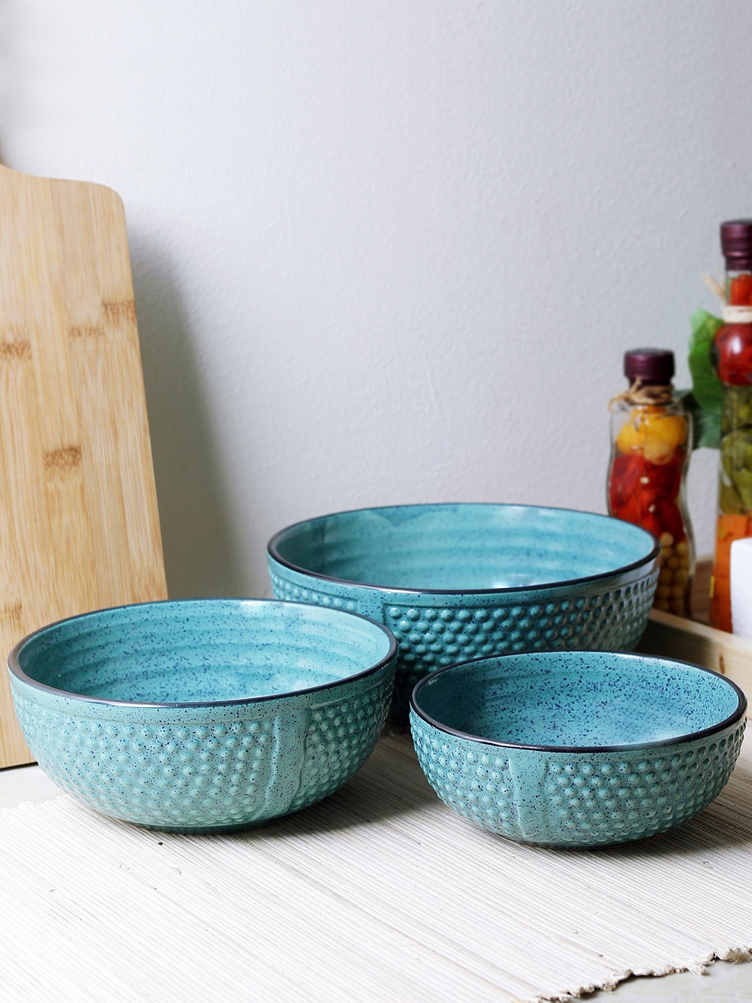 

MIAH Decor Blue 3-Pieces Printed Ceramic Bowls Set