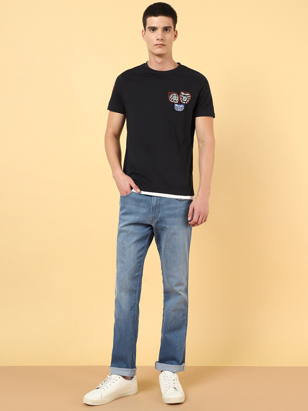 

Wrangler Men Mid-Rise Millard Straight Fit Stretchable Jeans, Blue