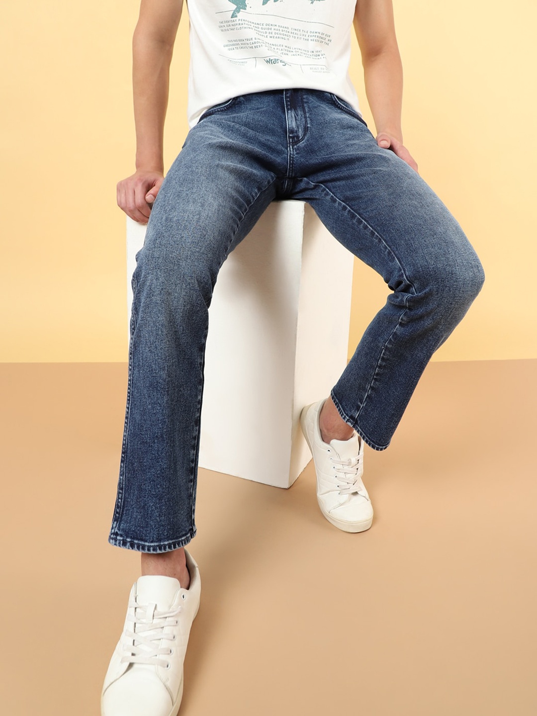 

Wrangler Men Mid-Rise Millard Straight Fit Stretchable Jeans, Blue