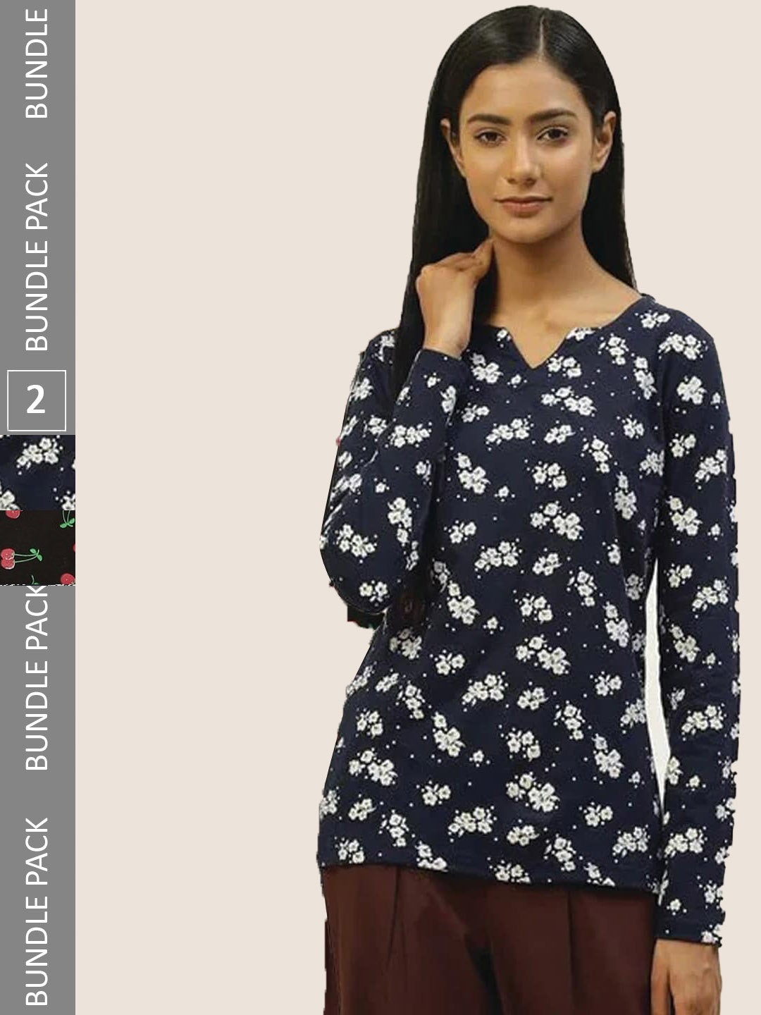 

Kryptic Pack Of 2 Printed Cotton Lounge T-shirts, Navy blue