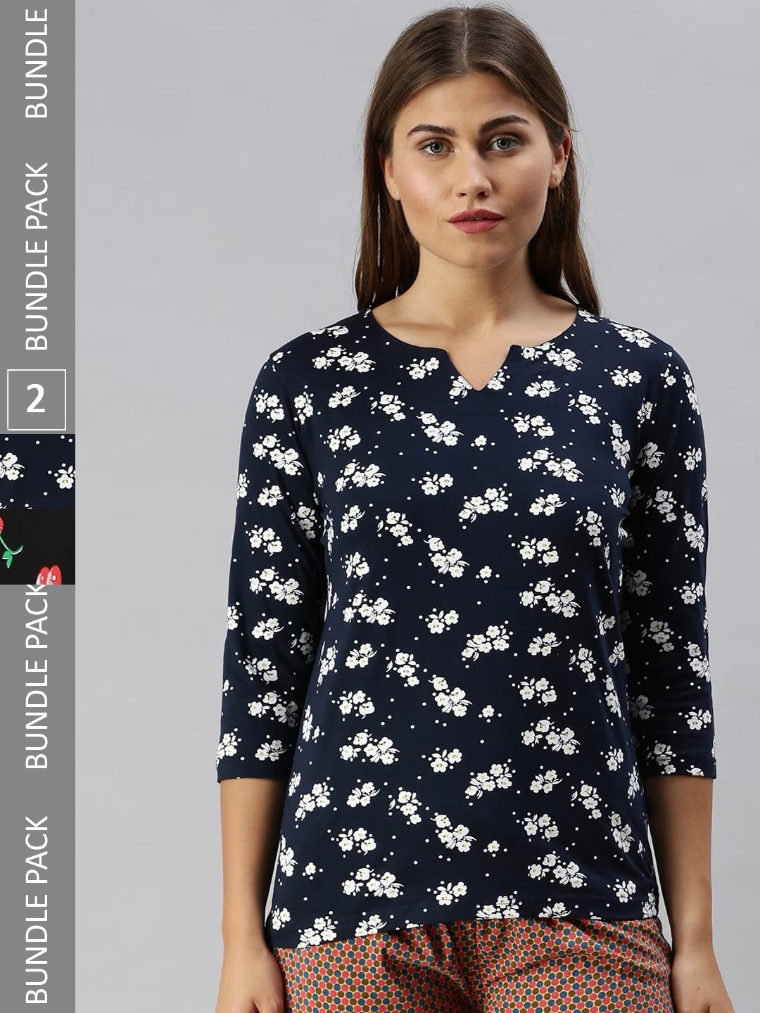 

Kryptic Pack Of 2 Printed Pure Cotton Lounge T-Shirts, Navy blue