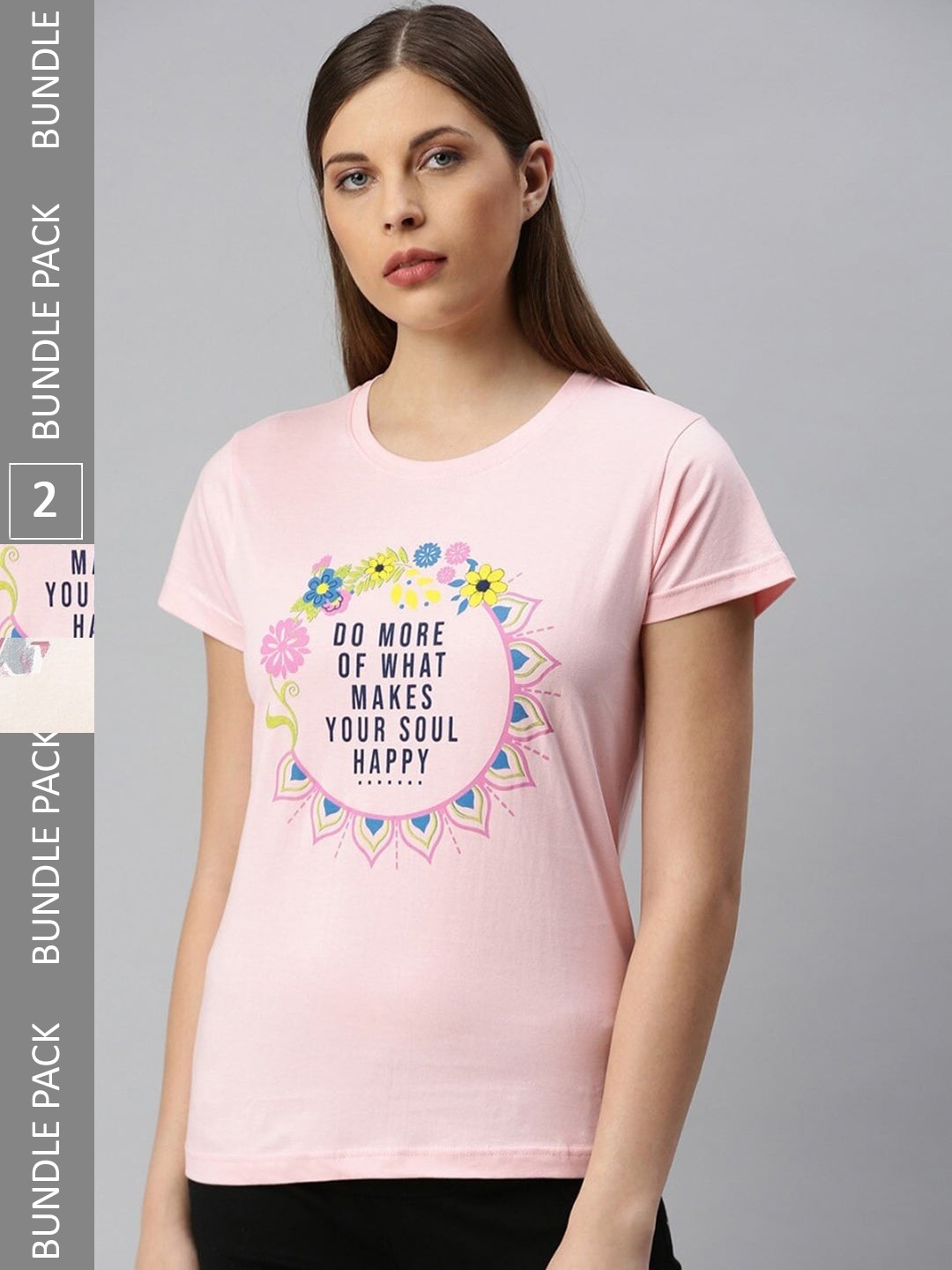 

Kryptic Pack Of 2 Printed Pure Cotton Lounge T-Shirts, Peach