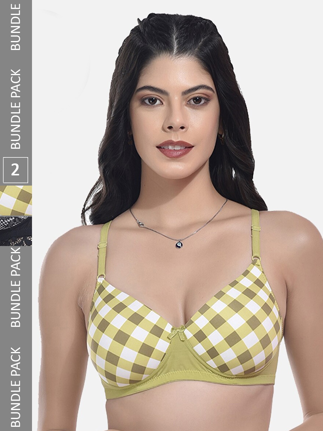 

StyFun Pack Of 2 Full Coverage Lightly Padded All Day Comfort Bra, Green