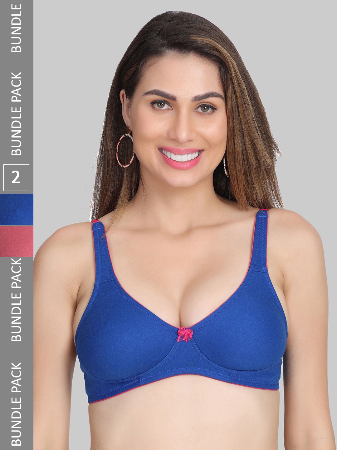 

Innocence Pack Of 2 Half Coverage Bra With All Day Comfort, Blue