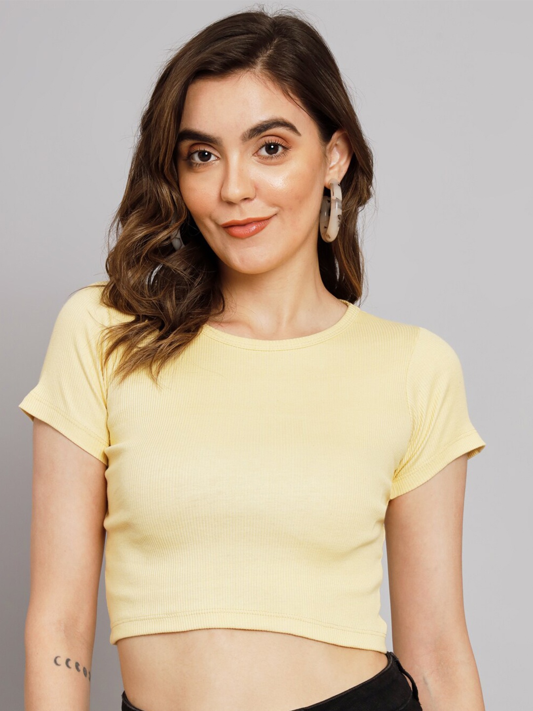 

BAESD Cotton Crop Top, Beige