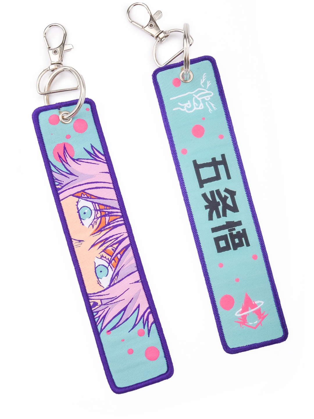

COMICSENSE Jujutsu Kaisen Anime Inspired Six Eye Sorcerer Double Sided Woven Key chain, Green