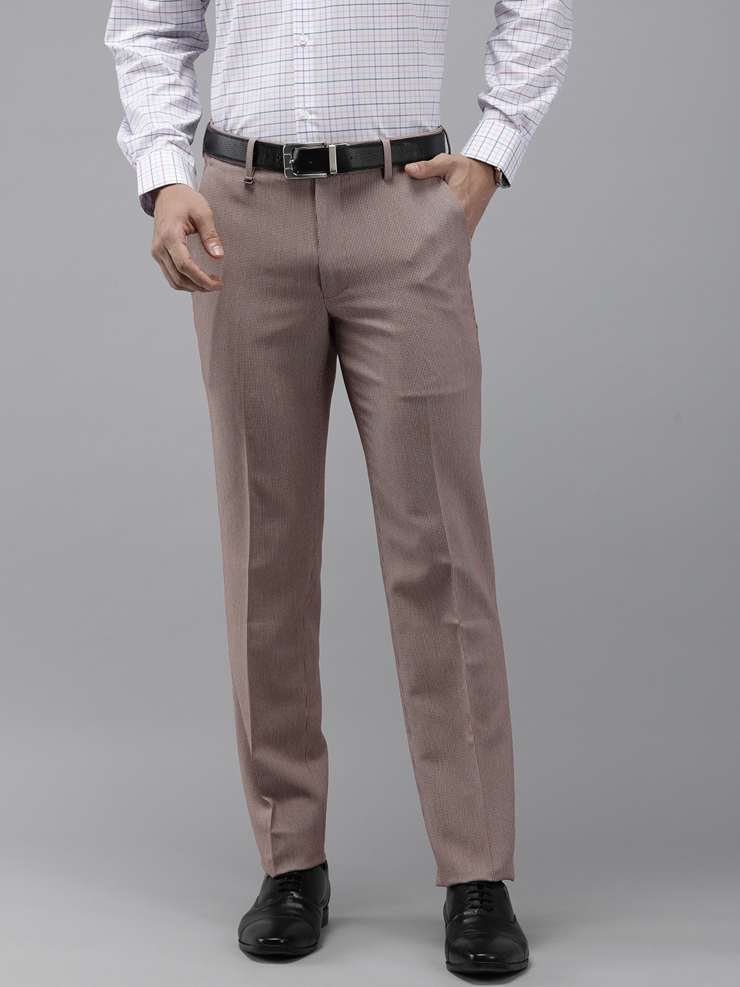 

Van Heusen Men Textured Slim Fit Formal Trousers, Mauve
