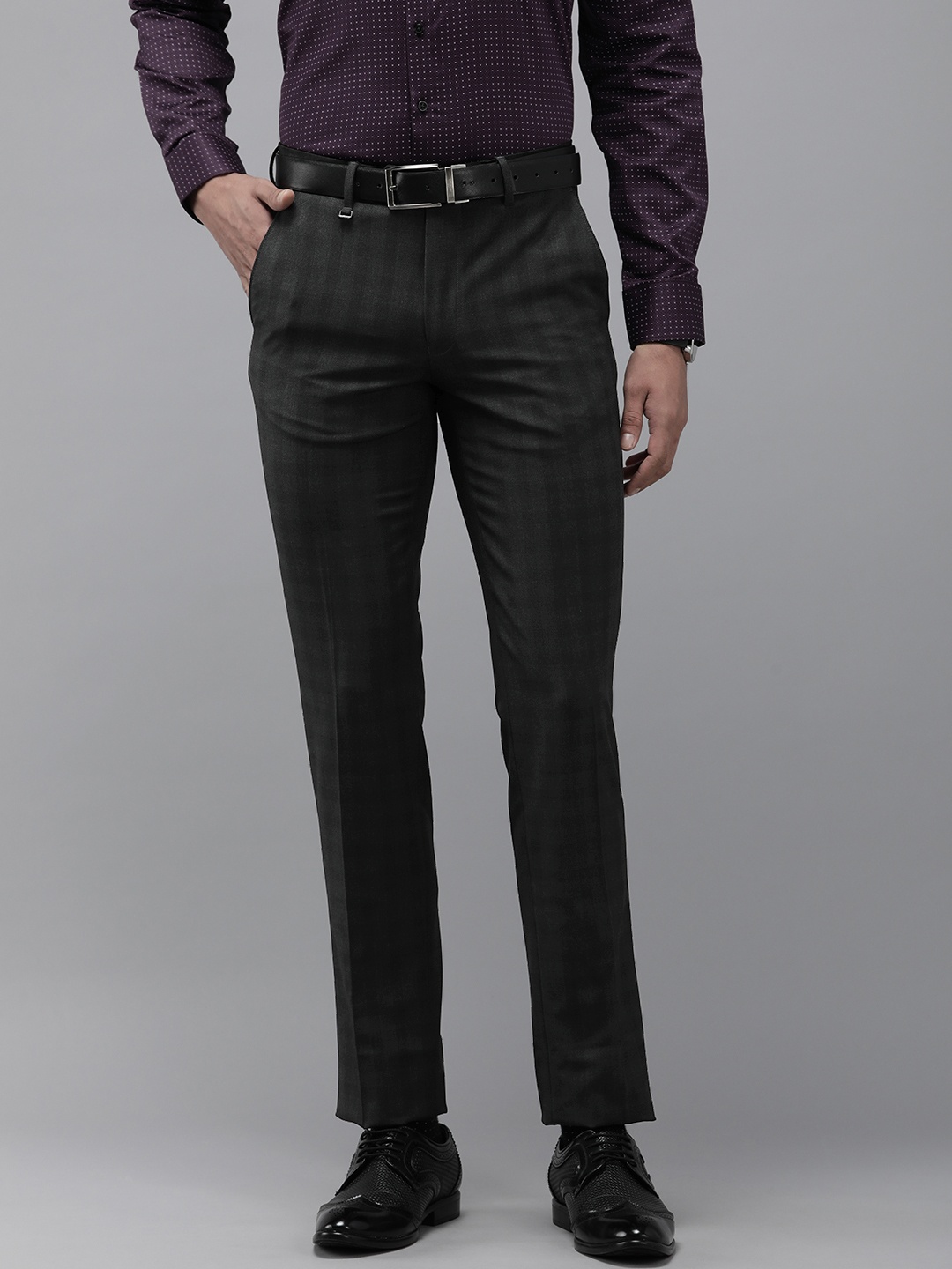 

Van Heusen Men Slim Fit Formal Trousers, Grey
