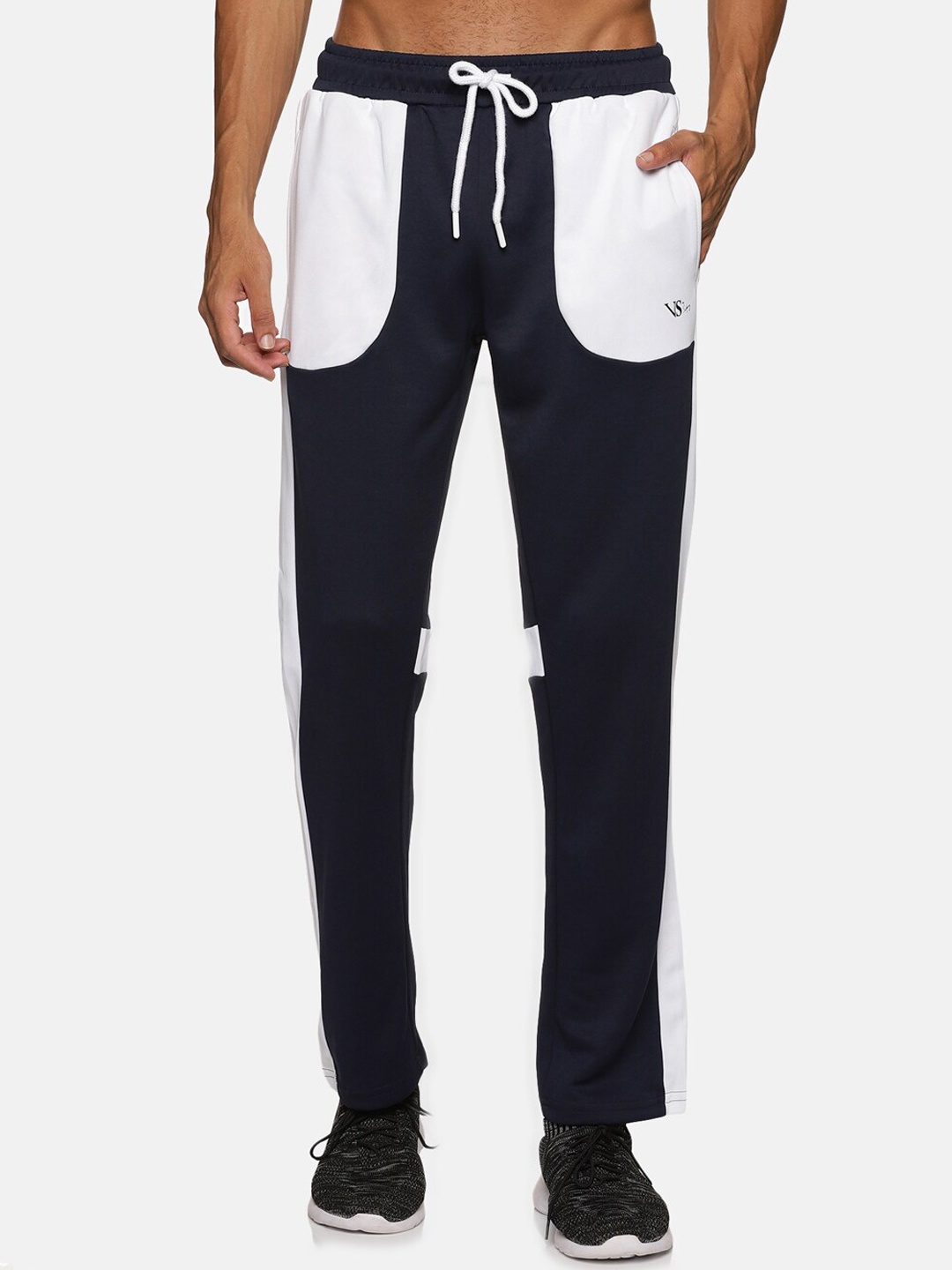 

VS by Sehwag Men Mid-Rise Antimicrobial Colourblocked Track Pants, Navy blue