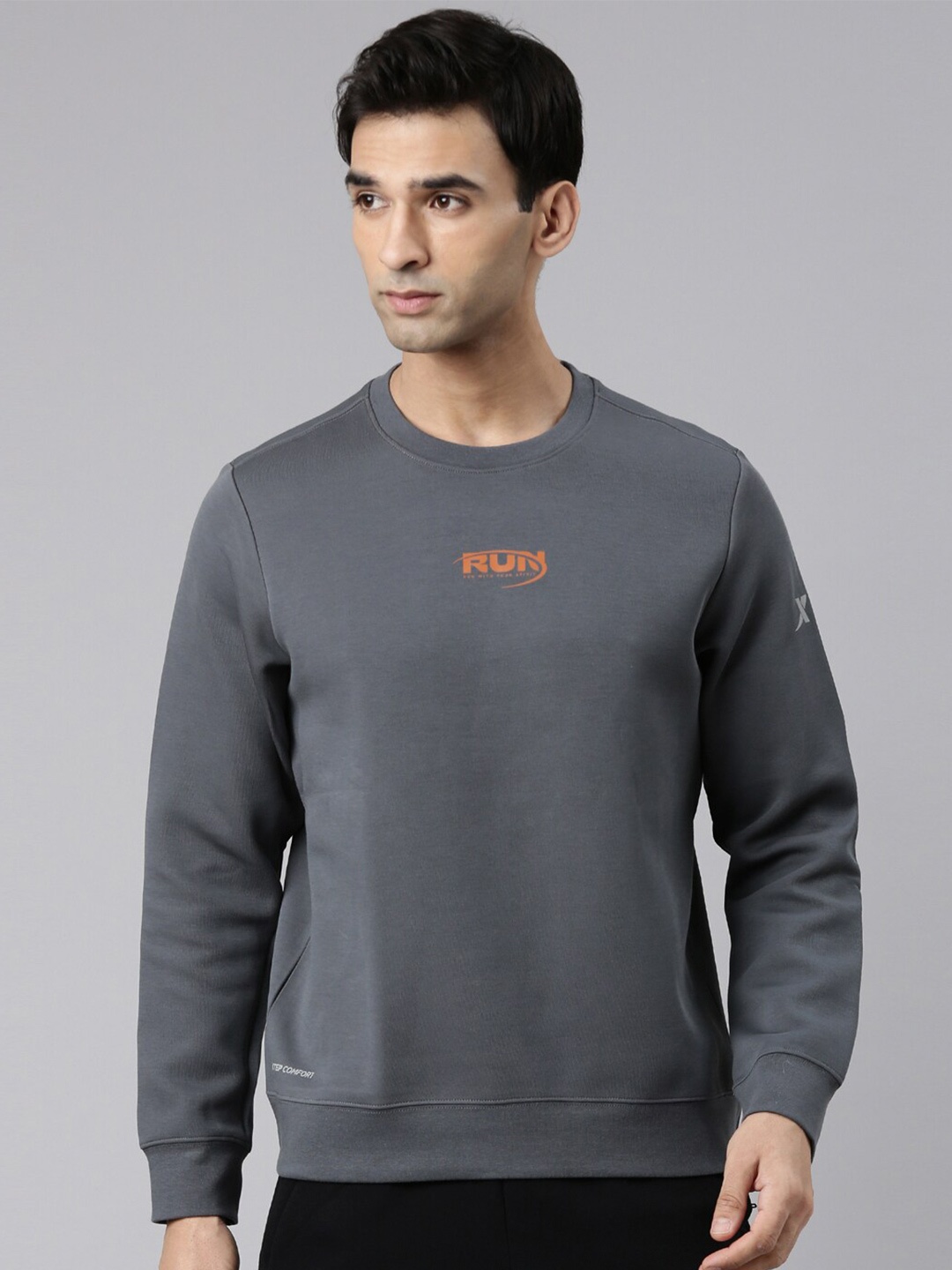

Xtep Typography Printed Round Neck Sweatshirt, Blue