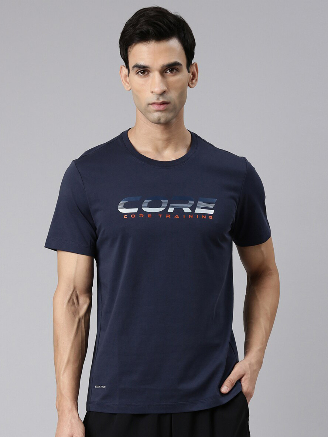 

Xtep Typography Round Neck Cotton Regular T-Shirt, Blue