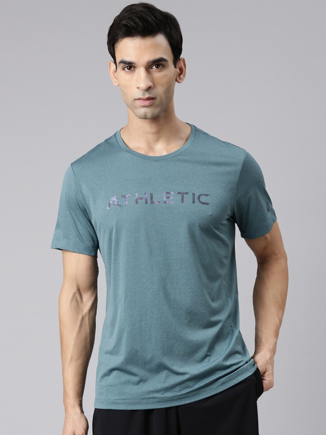 

Xtep Typography Round Neck Cotton Regular T-Shirt, Teal